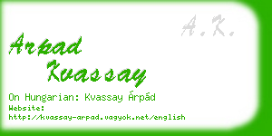 arpad kvassay business card