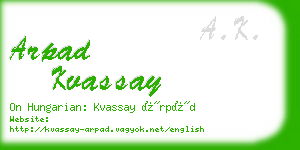 arpad kvassay business card